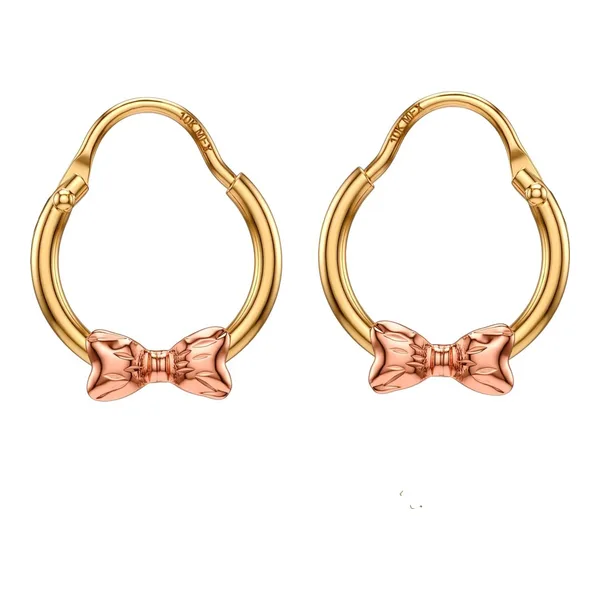 Arracadas de oro 10k con moño pulido 10 mm para mujer - Joyaris joyería fina mexicana