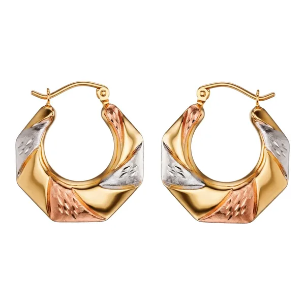 Arracadas florentinas de oro 10k amarillo de 2 cm con acabado pulido - Joyaris joyería fina mexicana