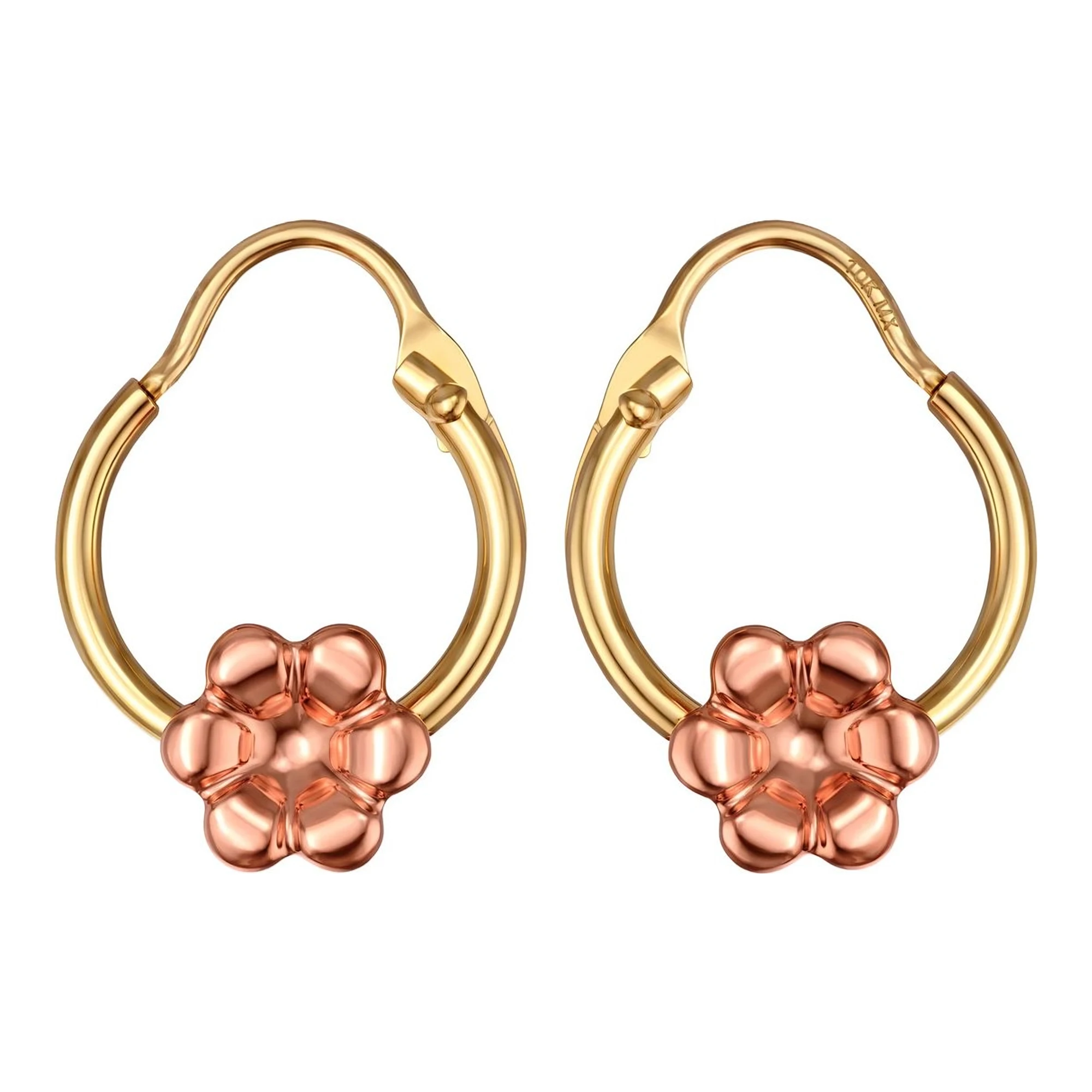 Arracadas de oro 10k florentino flor 9 mm pulidas para mujer Joyaris