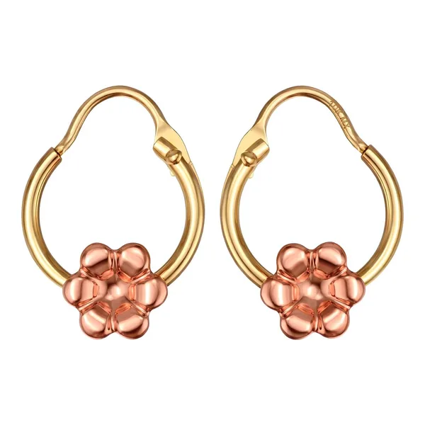 Arracadas de oro 10k florentino flor 9 mm pulidas para mujer Joyaris