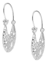 Arracadas Huggies Plata 999 Filigrana Diamantada Unisex - Imagen 3
