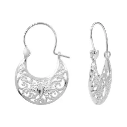 Arracadas Huggies Plata 925 Filigrana Diamantada Unisex - Imagen 1