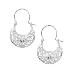 Arracadas Huggies Plata 925 Filigrana Diamantada Unisex - Imagen 2