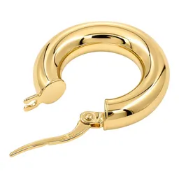Arracadas Lisas Tubulares de Oro 10k de 17 mm x 4 mm Cierre a Presión - Imagen 4