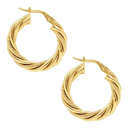 Arracadas Torcidas de Oro 10k de 22 mm y 4 mm con Broche a Presión - Imagen 1