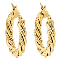 Arracadas Torcidas de Oro 10k de 22 mm y 4 mm con Broche a Presión - Imagen 2