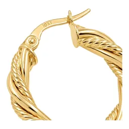 Arracadas Torcidas de Oro 10k de 22 mm y 4 mm con Broche a Presión - Imagen 3