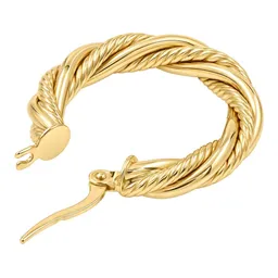 Arracadas Torcidas de Oro 10k de 22 mm y 4 mm con Broche a Presión - Imagen 4