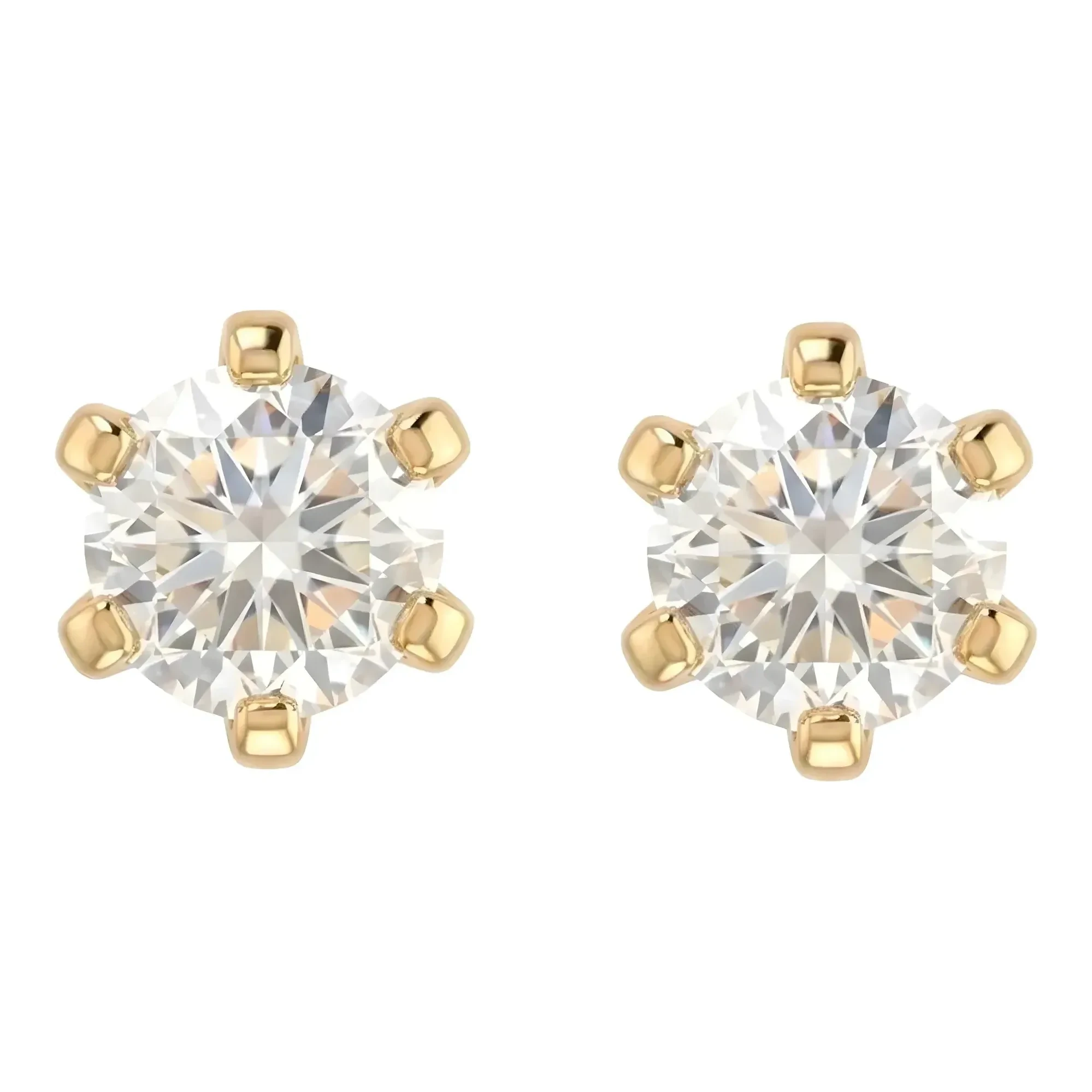 Broqueles de Oro 10k amarillo con zirconia blanca de 2 mm y cierre a rosca - Joyaris joyería fina mexicana