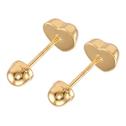 Broqueles de Oro 10k Corazón Bombacho con Rosca 5 mm - Imagen 3