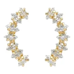 Aretes Broquel Lambada de Oro 10k con Zirconia Blanca 13 mm - Imagen 1