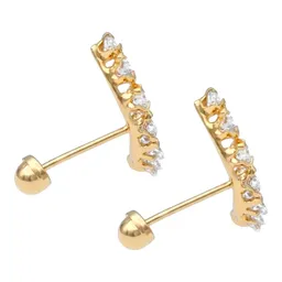 Aretes Broquel Lambada de Oro 10k con Zirconia Blanca 13 mm - Imagen 3