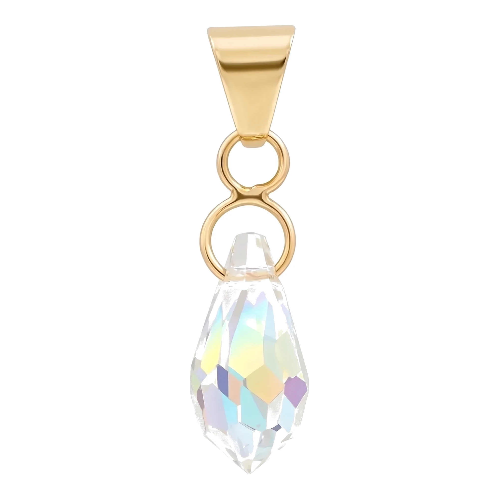 Dije de oro 10k con cristal tornasol incrustado de 20x5 mm - Joyaris joyería fina mexicana