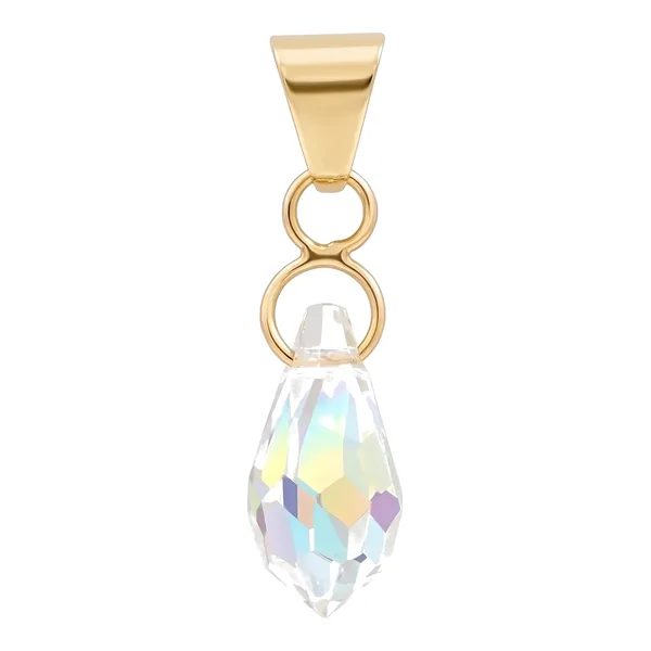 Dije de Oro 10k con Cristal Tornasol Incrustado 20x5 mm