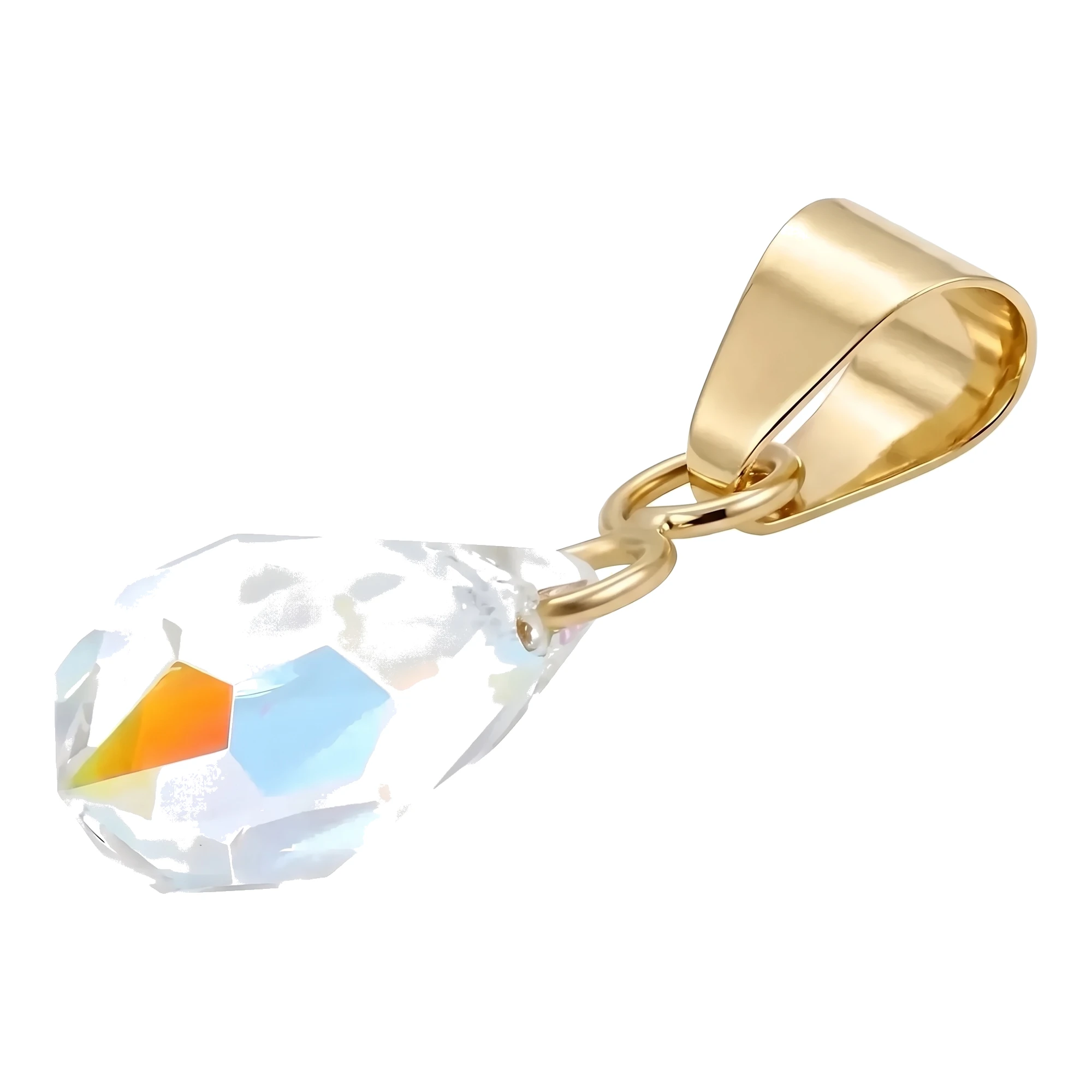 Dije de Oro 10k con Cristal Tornasol Incrustado 20x5 mm - Imagen 2