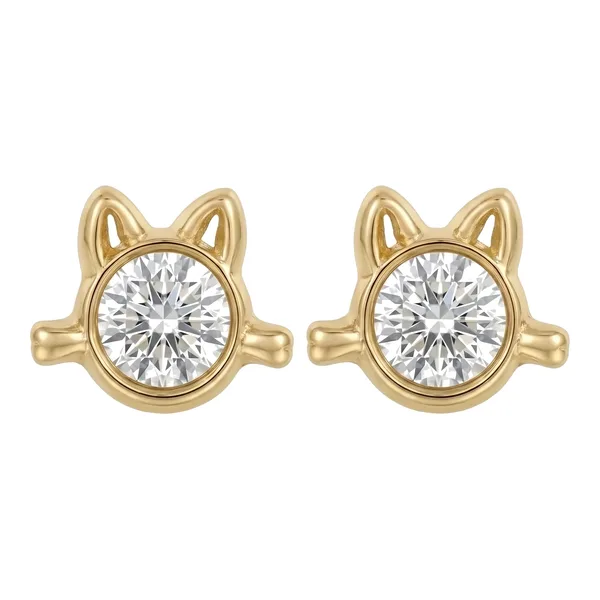 Broqueles de Gato de Oro 10k con Zirconia Blanca 4 mm Broche a Rosca