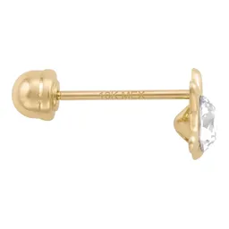 Broqueles de Gato de Oro 10k con Zirconia Blanca 4 mm Broche a Rosca - Imagen 3