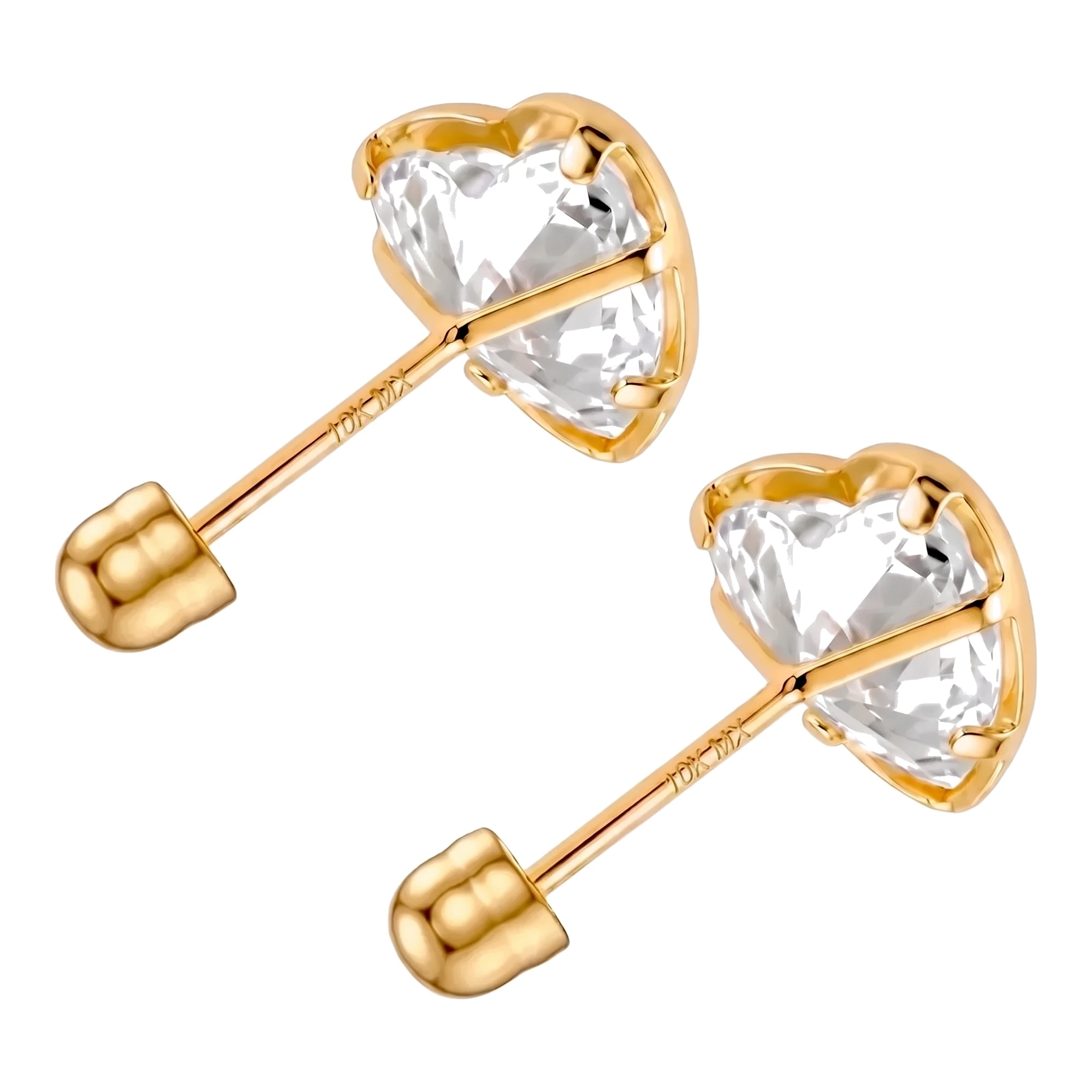 Broqueles de Oro 10k Corazón Diamantado con Zirconia 6 mm - Imagen 2