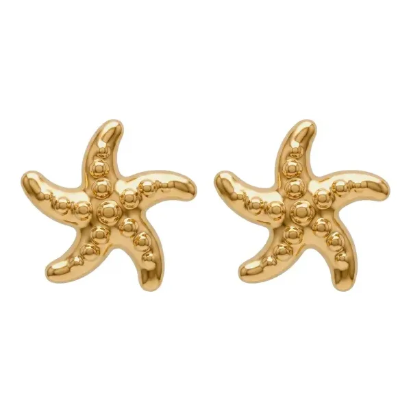 Broqueles Estrella de Mar Oro 10k 6 mm con Broche a Rosca