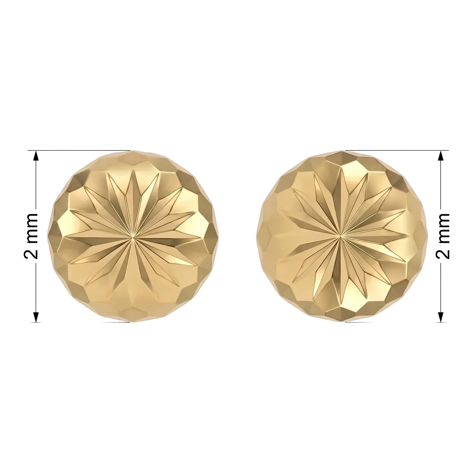 Broqueles de Oro 10k Hongo 2 mm con Broche a Rosca - Imagen 4