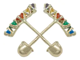 Aretes Broquel Oro 10k Lambada Zirconia Multicolor - Imagen 3