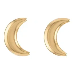 Broqueles de Oro 10k Luna Lisa Pulida 5 mm con Broche a Rosca - Imagen 2