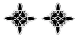 Aretes Broquel Plata 925 Nudo de Bruja con Esmalte Negro - Imagen 3