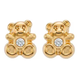 Broqueles de Oro 10k Oso con Zirconia - Imagen 1