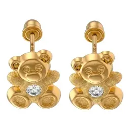 Broqueles de Oro 10k Oso con Zirconia - Imagen 2