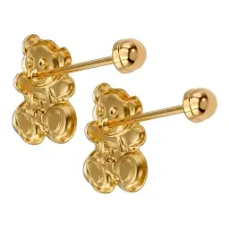 Broqueles de Oro 10k Oso con Zirconia - Imagen 3