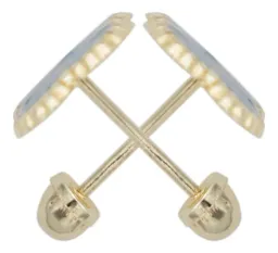 Aretes Colgante Oro 10k Trébol Esmaltado Azul - Imagen 2