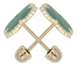 Aretes Colgante Oro 10k Trébol Esmaltado Verde - Imagen 2