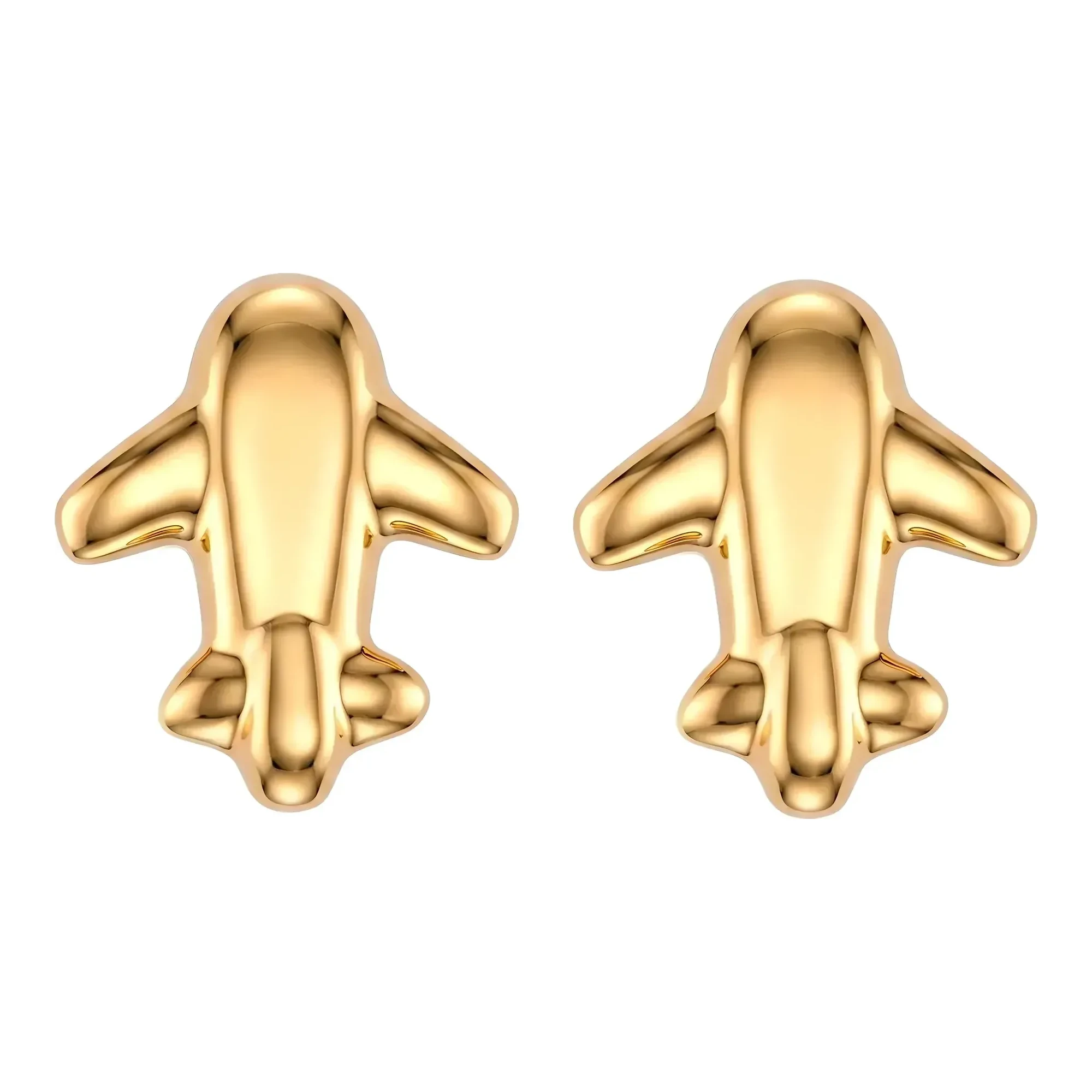 Broqueles de avión en oro 10k amarillo lisos de 4 mm con broche a rosca - Joyaris joyería fina mexicana