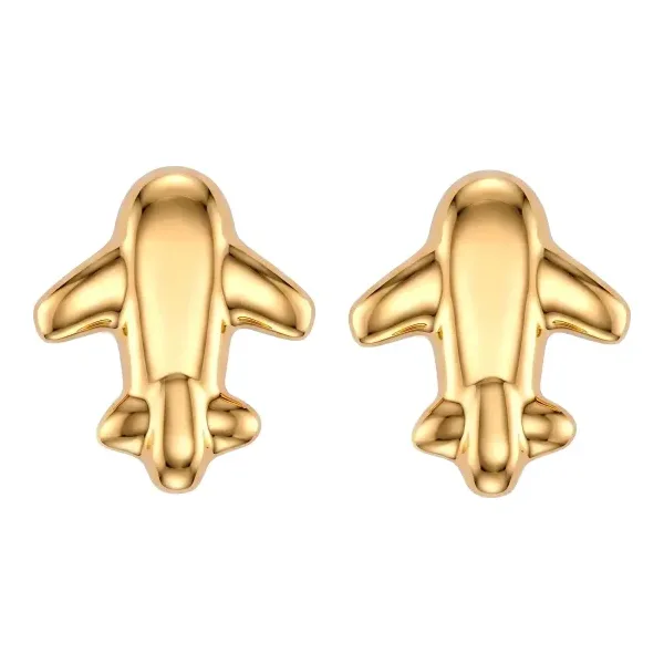 Broqueles de Oro 10k Avión Lisos 4 mm