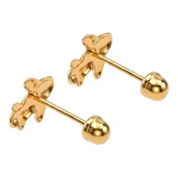 Broqueles de Oro 10k Avión Lisos 4 mm - Imagen 2