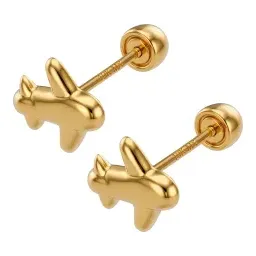 Broqueles de Oro 10k Avión Lisos 4 mm - Imagen 3