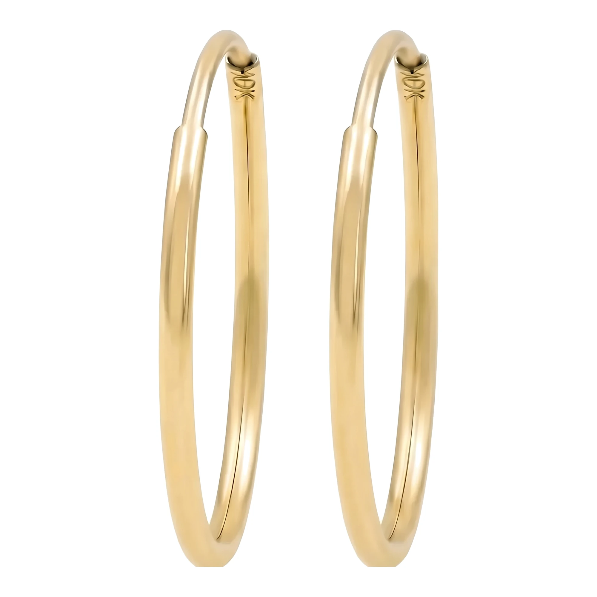 Arracadas de oro 10k lisas 18 mm con acabado pulido - Joyaris joyería fina mexicana