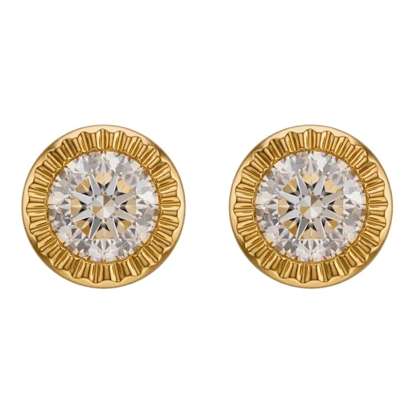 Broqueles biselados diamantados en oro amarillo 10k con broche a rosca - Joyaris joyería fina mexicana
