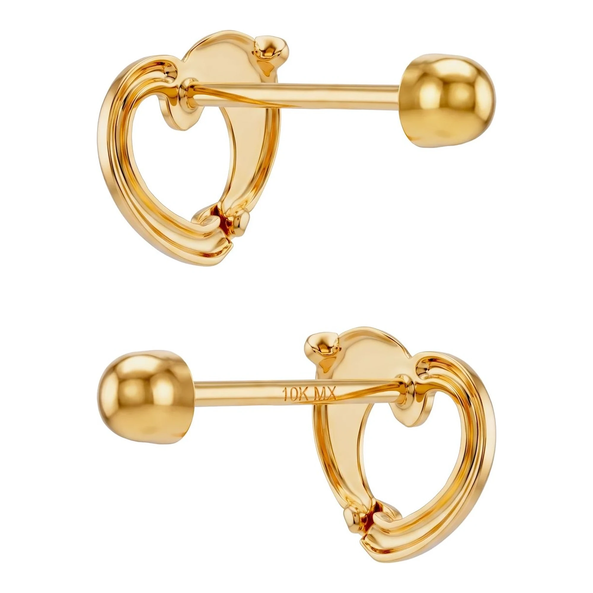 Broqueles de Oro 10k Delfín con Corazón 6x5 mm - Imagen 2