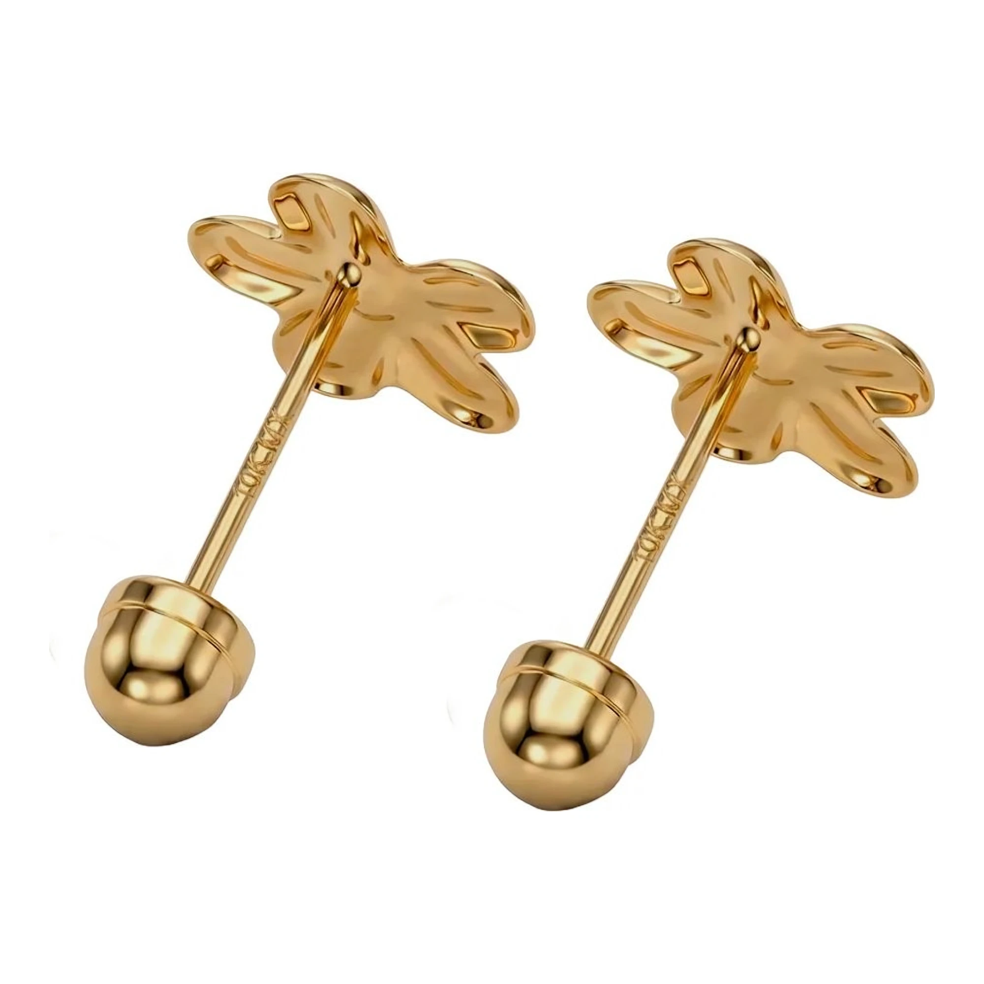 Broqueles de Oro 10k Flor Margarita con Zirconia 6 mm - Imagen 4
