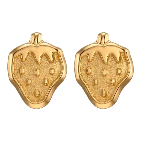 Broqueles de fresa en oro amarillo 10k con broche de rosca para mujer Joyaris