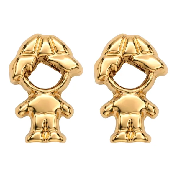 Broqueles de oro 10k monito con gorra acabado pulido - Joyaris joyería fina mexicana
