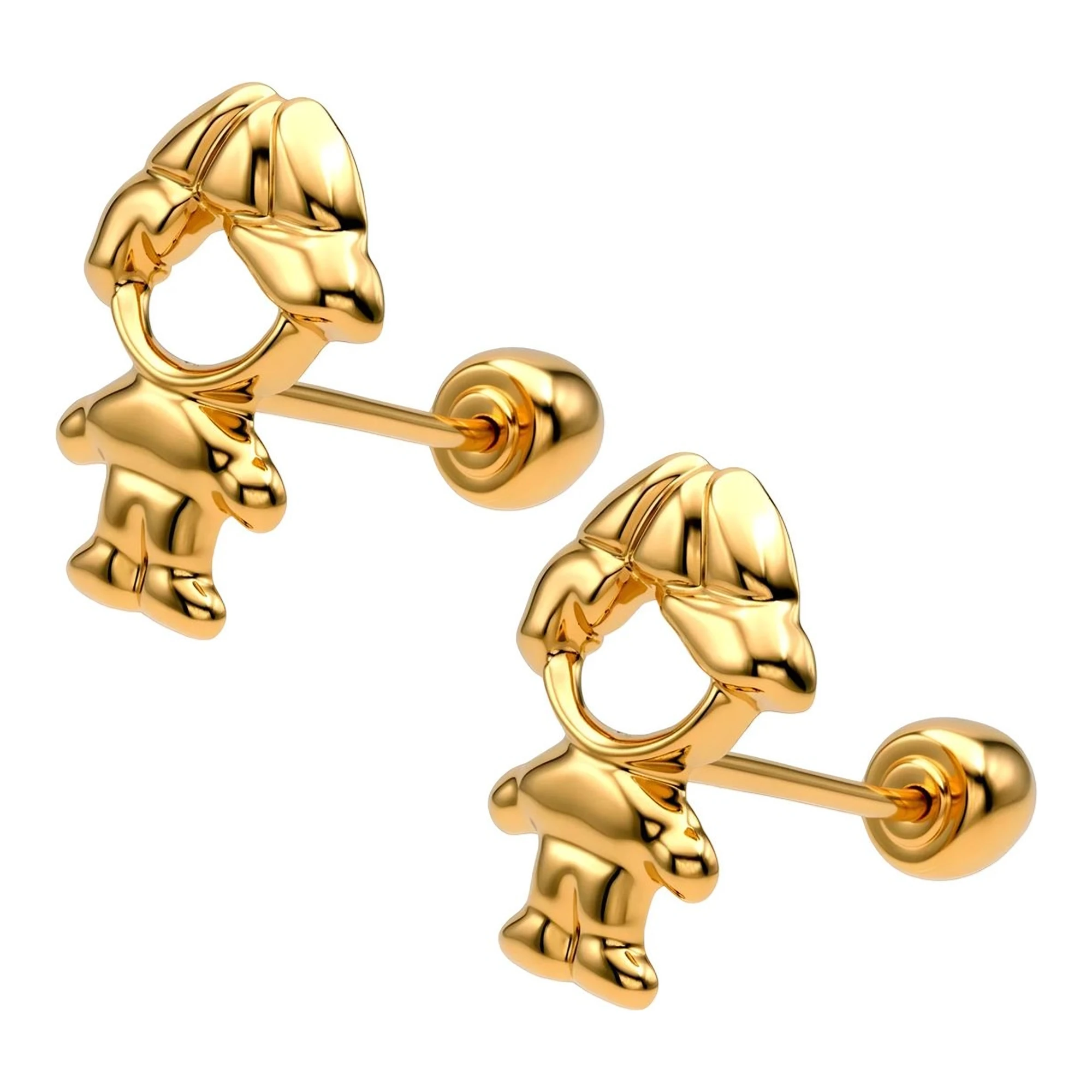 Broqueles de Oro 10k Monito con Gorra 8 mm - Imagen 2