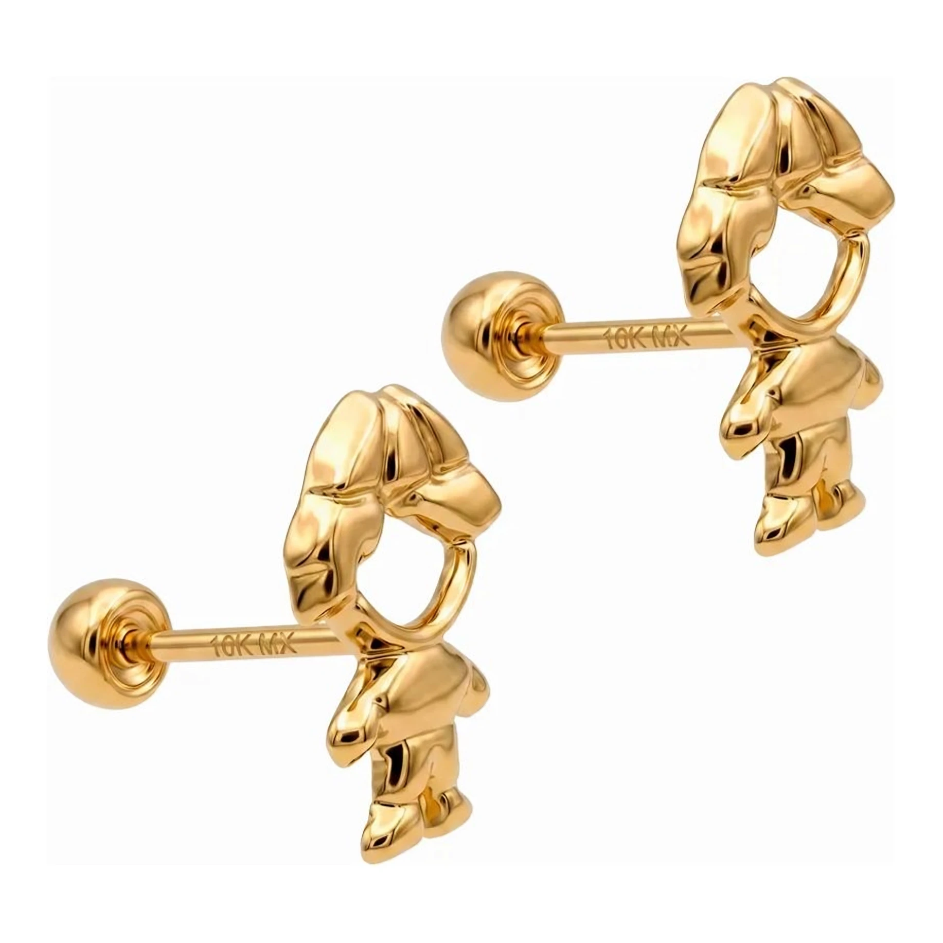 Broqueles de Oro 10k Monito con Gorra 8 mm - Imagen 3