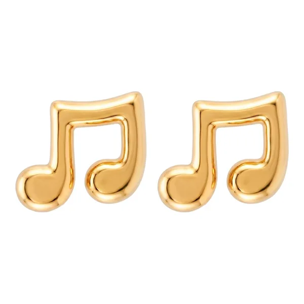 Broqueles de Oro 10k Nota Musical 5x6 mm con Rosca