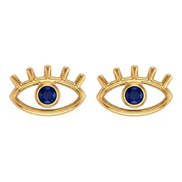Broqueles de Oro 10k Ojo Turco Azul Marino 10x6 mm - Imagen 1
