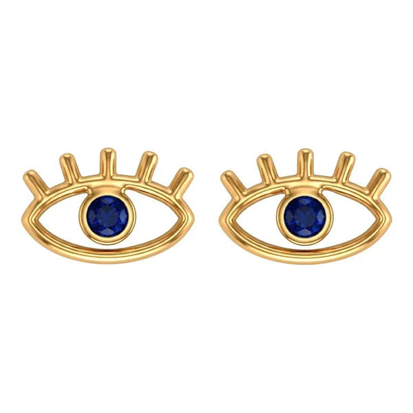 Broqueles de oro 10k diseño ojo turco con zirconia azul marino Joyaris