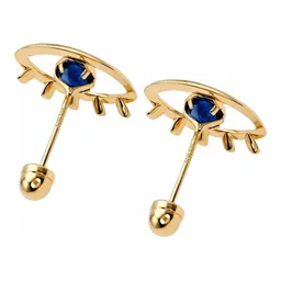 Broqueles de Oro 10k Ojo Turco Azul Marino 10x6 mm - Imagen 4
