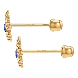 Broqueles de Oro 10k Ojo Turco con Zirconia Azul Marino - Imagen 4