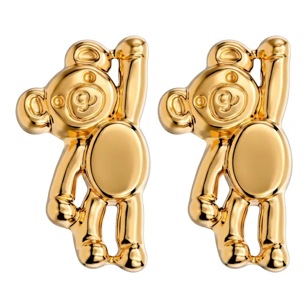 Broqueles de oro 10k osito colgante liso con broche de rosca para mujer Joyaris